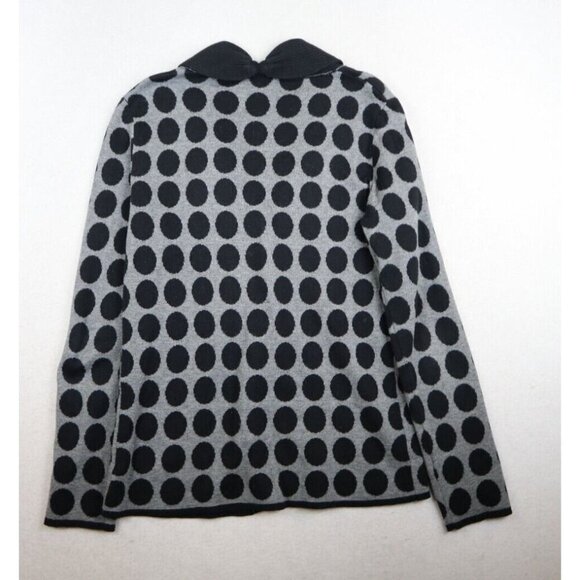 KNITS WITH A TWIST BY THE SWEATER GIRL - WOMEN'S GRAY BLACK POLKA DOT CARDIGAN M - Picture 7 of 8